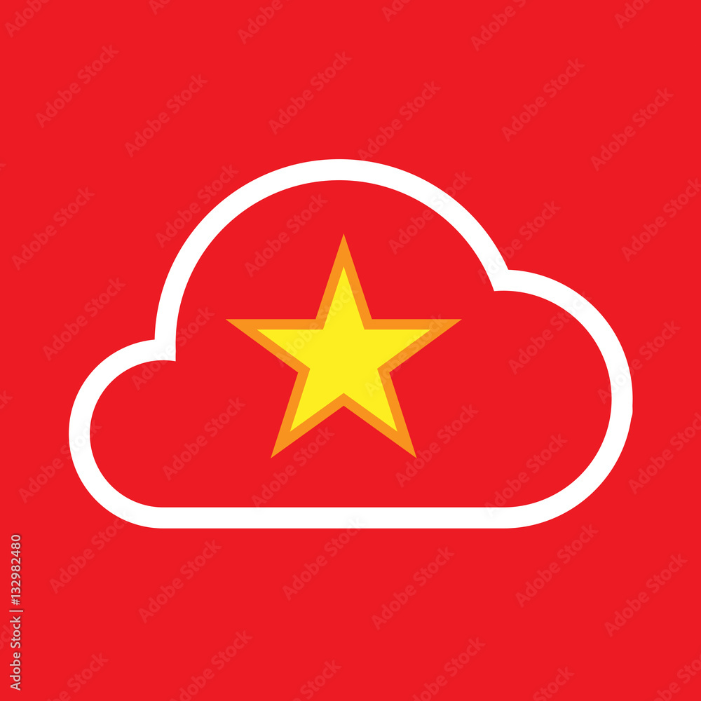 Isolated cloud with the red star of communism icon Isolated cloud with the red star of communism icon