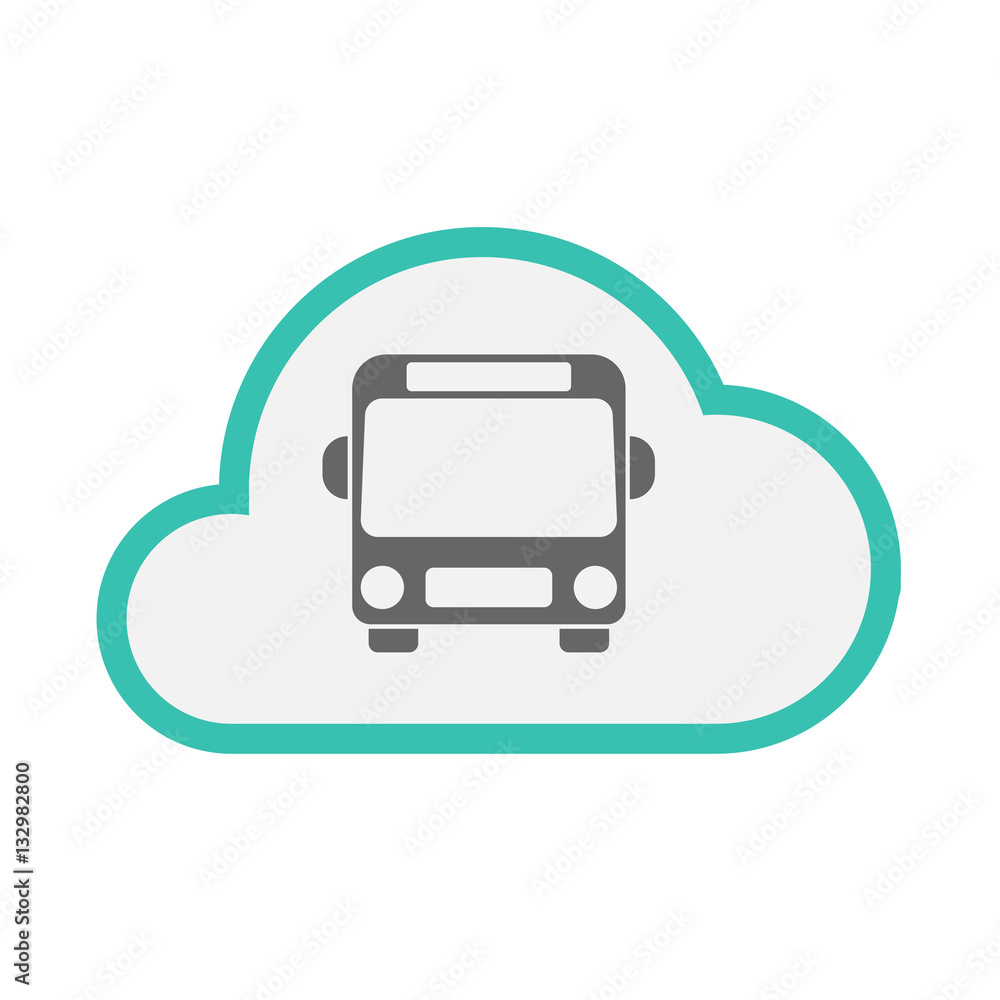 Isolated cloud with a bus icon Isolated cloud with a bus icon