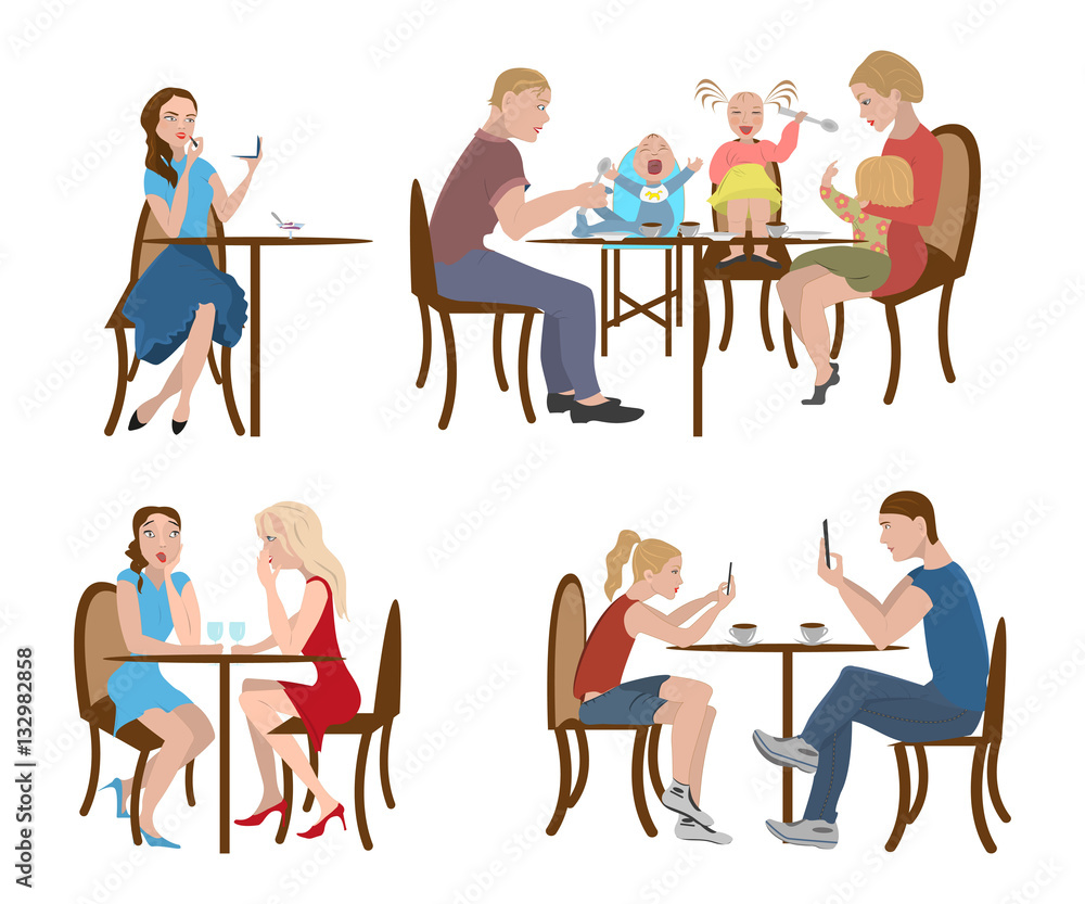 Set of people in a cafe, vector illustration, eps10 Set of people in a cafe, vector illustration, eps10