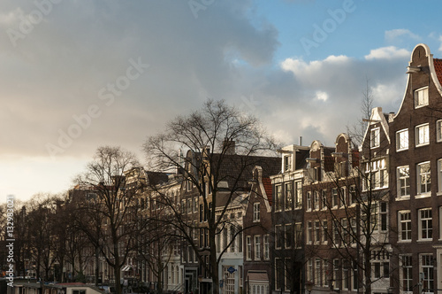 Houses near an Amsterdam Canal in Winter Light