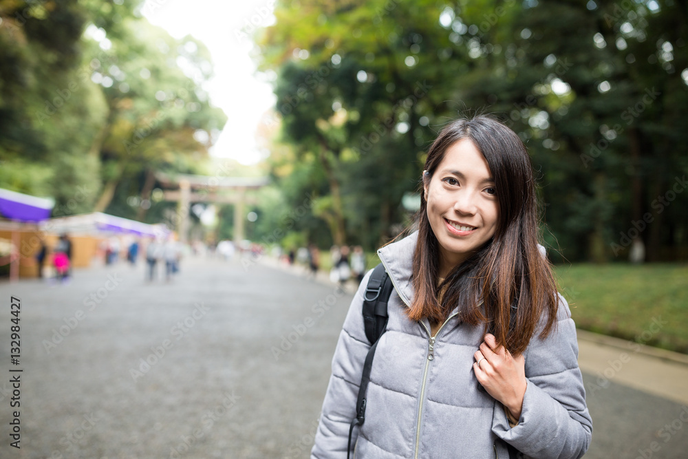 Woman travel in Meiji Shrine