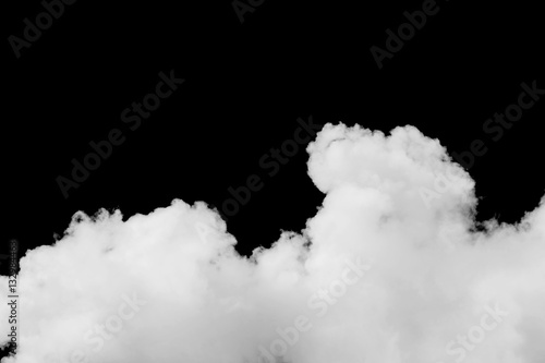 Closeup cumulus cloud isolated on black background