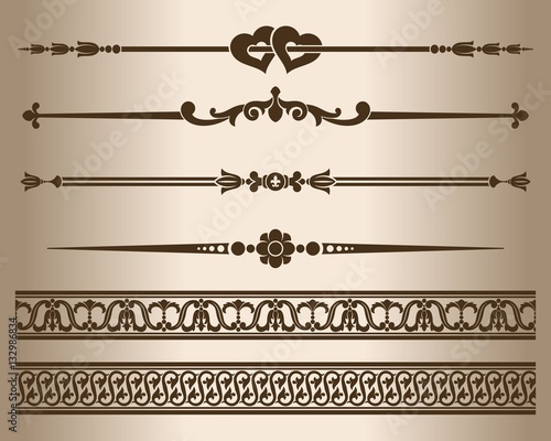 Decorative elements. Design elements - decorative line dividers and ornaments. Vector illustration.
