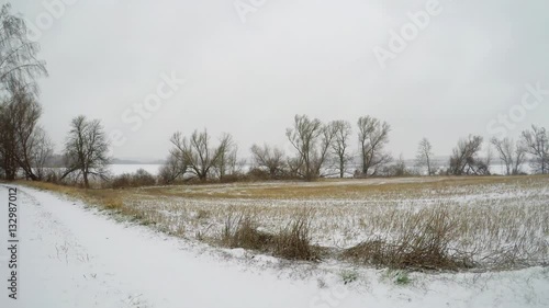 Wallpaper Mural falling Snow on a country road with trees and agricultural fields in germany Torontodigital.ca