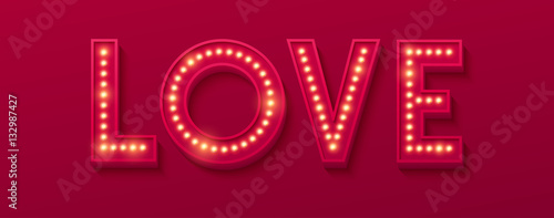 Love Retro light banner. Valentines card. Vector illustration