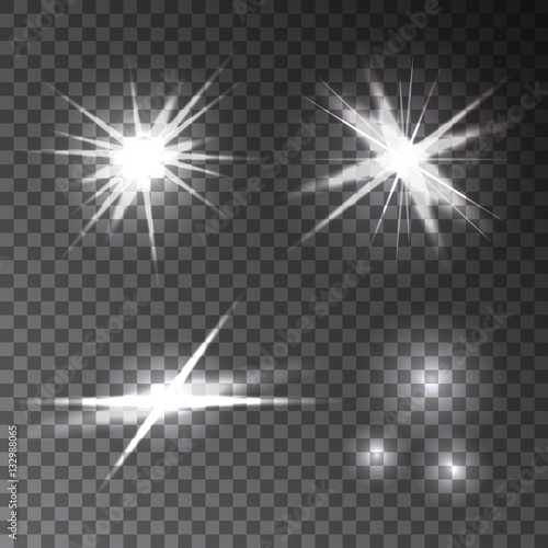Collection of  different transparent glowing flash light effects