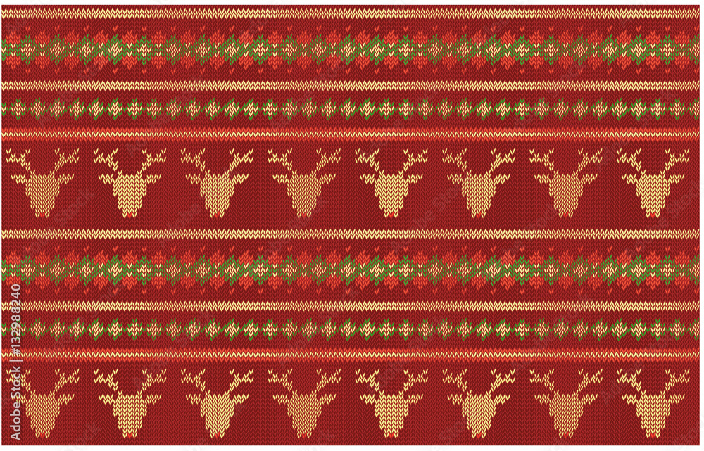 Seamless knitted pattern on burgundy background