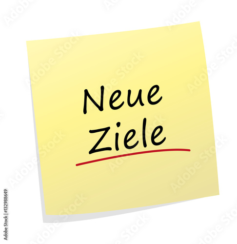Neue Ziele - gelber Klebezettel