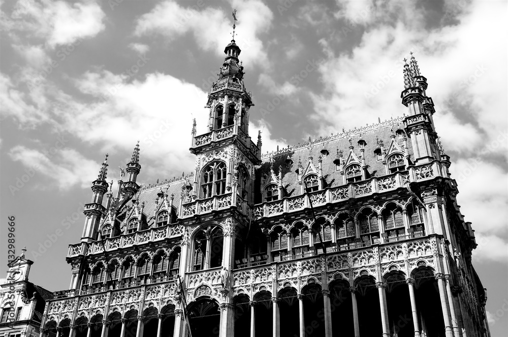 House on Brussels Square in black and white