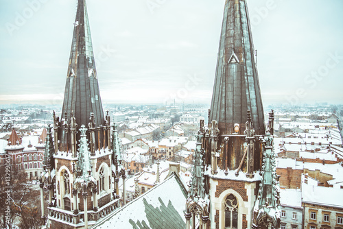 Gothic Church in cold winter day