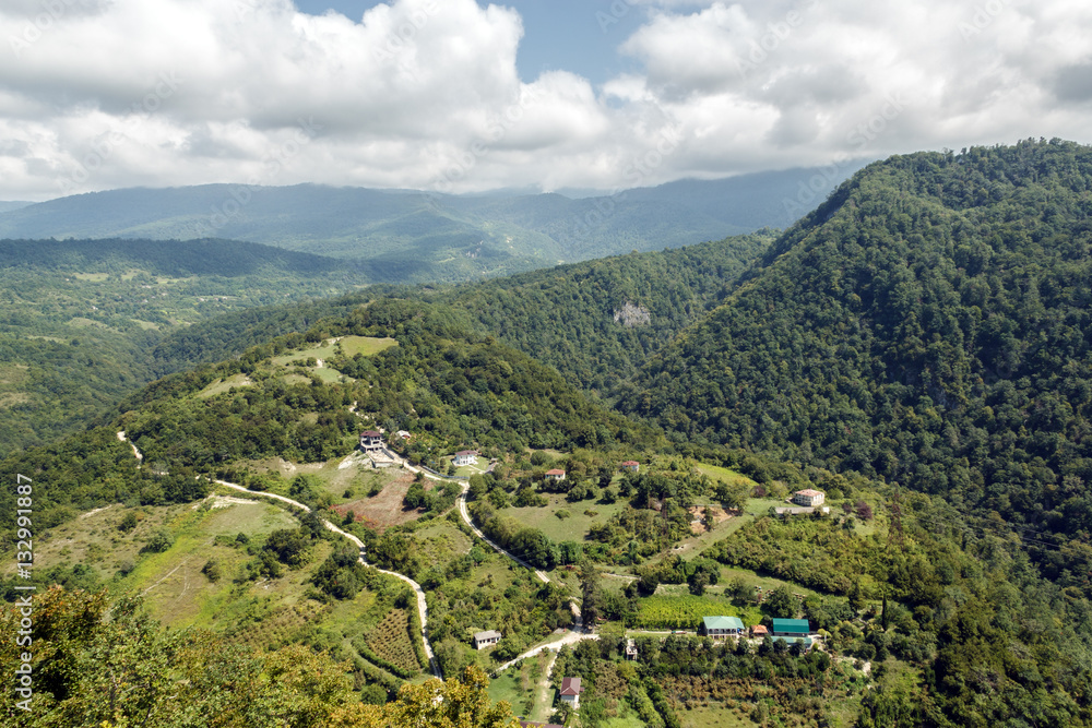 Abkhazia. Views of surrounding area New Athos with the Iversky mountain