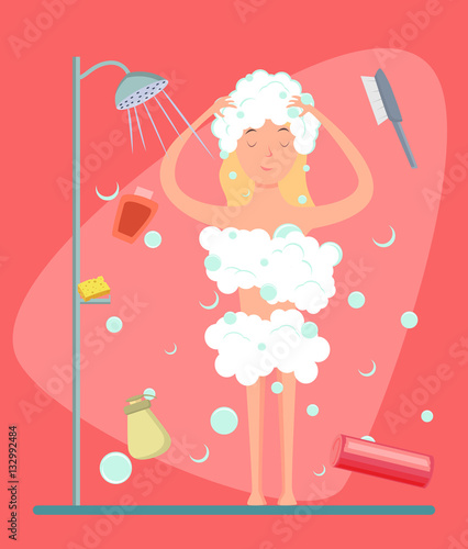 Girl showering
