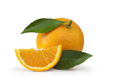 Orange and slice on white background