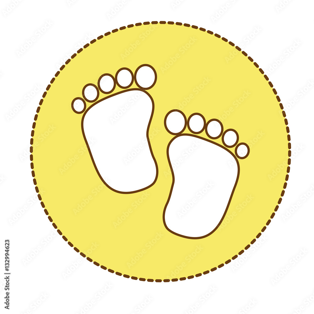 baby feet icon over yellow circle and white background. vector illustration baby feet icon over yellow circle and white background. vector illustration