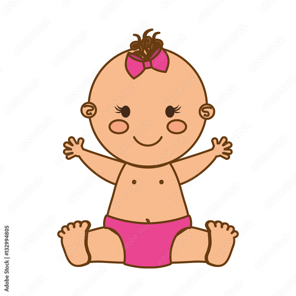 cute baby girl icon over white background. colorful design. vector illustration cute baby girl icon over white background. colorful design. vector illustration
