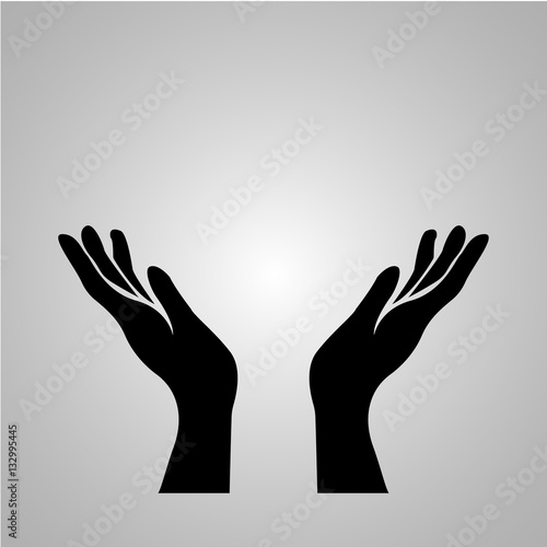 Hand icon on a grey background