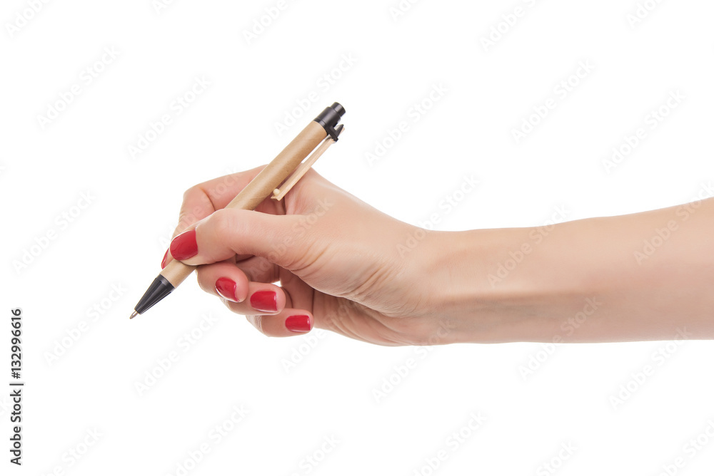 Woman's hand with a pen. Woman's hand with a pen.