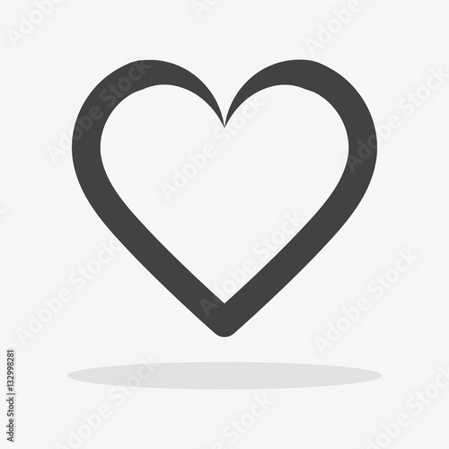 Heart Icon Vector. Love symbol. Valentine's Day sign, emblem isolated on white background with shadow, Flat style for graphic and web design, logo. EPS10 pictogram