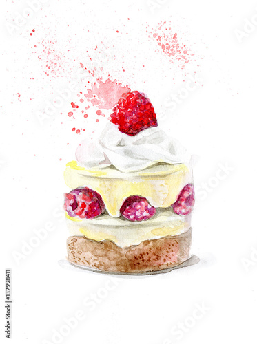watercolor cupcake berry