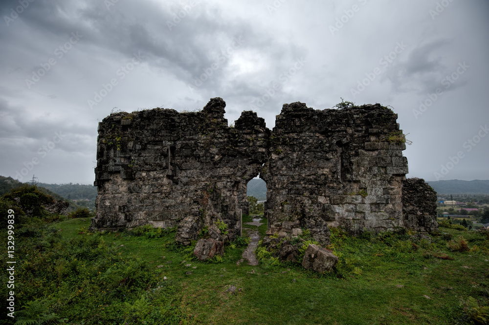 Ruins of an ancient church of Bzyb in the Republic of Abkhazia. Tenth century A.D.