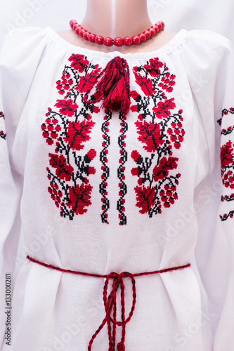 shirt female national folklore, a folk costume Ukraine, isolated on gray white background © sergiokat