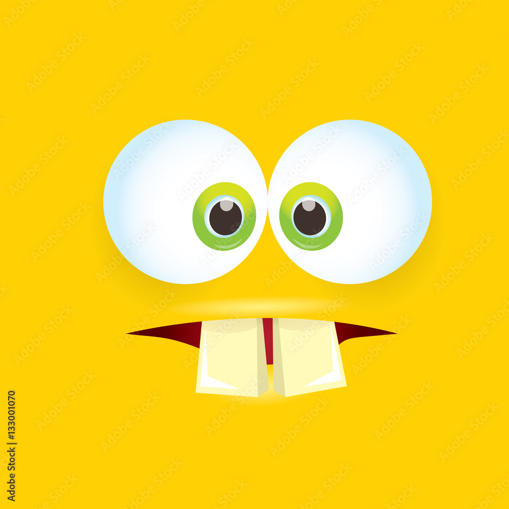 Fototapeta premium vector orange funny comic monster face.