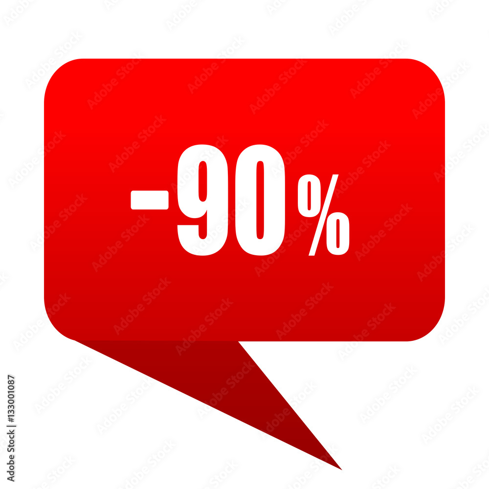 90 percent sale retail bubble red icon 90 percent sale retail bubble red icon