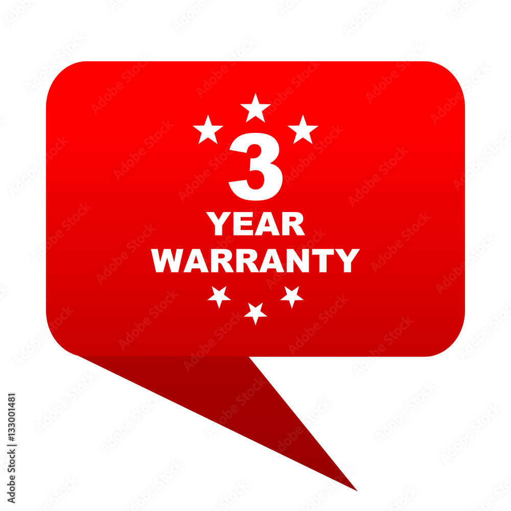 warranty guarantee 3 year bubble red icon