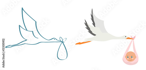 Stork with baby