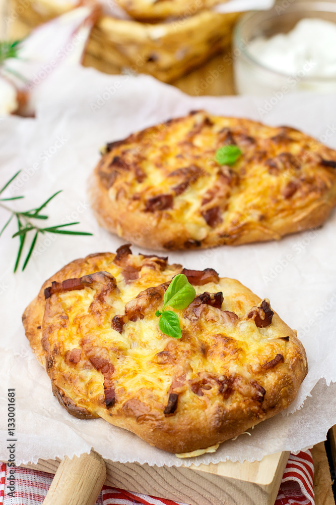 German pizza style tart flambee Swabian Dinnete German pizza style tart flambee Swabian Dinnete