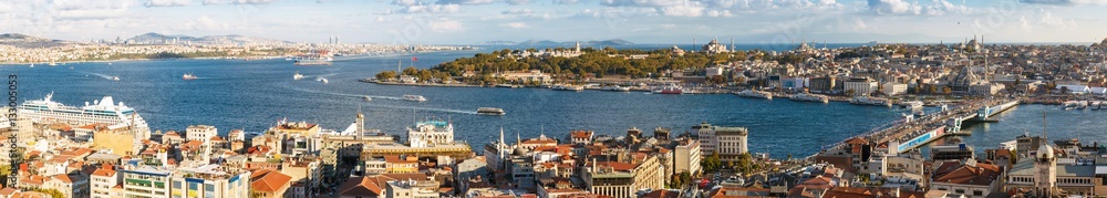 Panorama of Golden Horn Gulf and the Bosphorus in Istanbul, Turkey