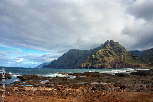 Landscape on the island of Tenerife. Mount two brothers on the background of wild nature. Dos hermanos montaña