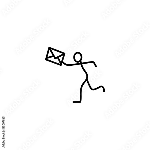 Cartoon icon of sketch stick figure in cute miniature scenes.