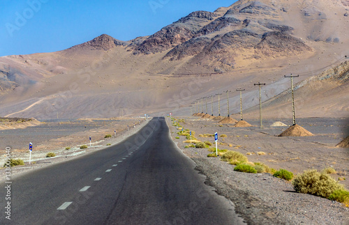 Straight road in Yazd Province in Iran photo