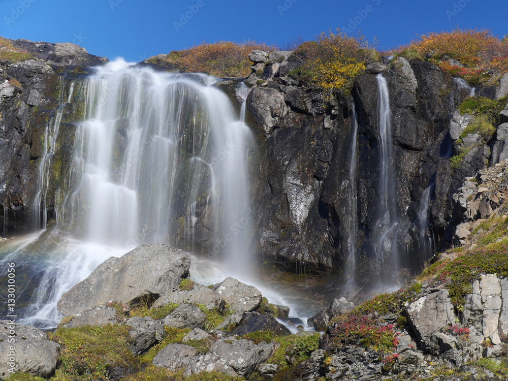Wasserfall Bunárfoss am Tungudalur bei Ísafjörður; Westfjorde; I