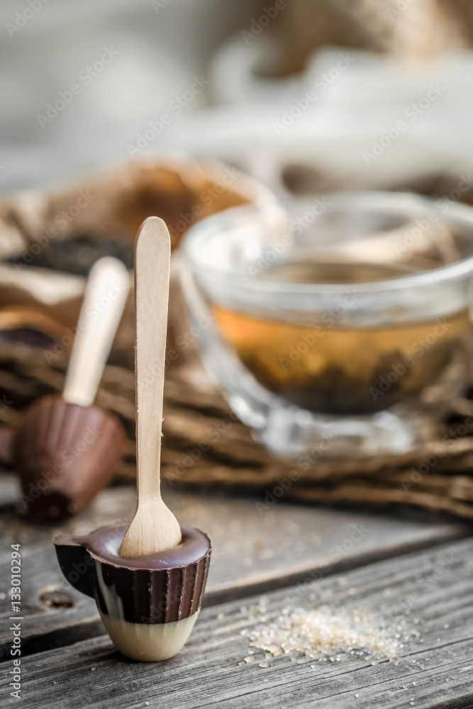 tea and chocolate candy on a stick tea and chocolate candy on a stick