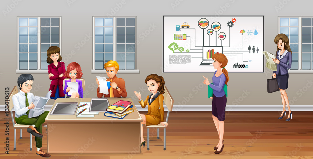 Many business people working in office Many business people working in office