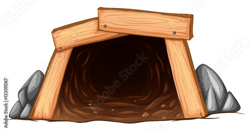 Mine entrance on white background