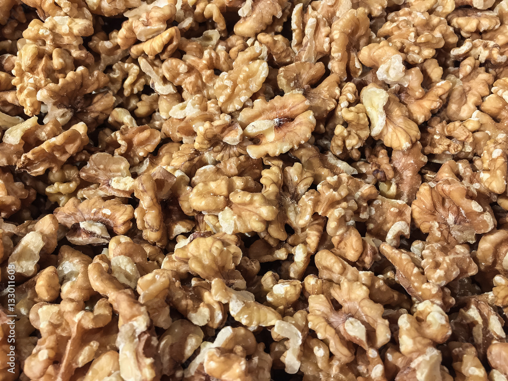 Close up of ripe peeled and dried walnut kernels ready to eat. Close up of ripe peeled and dried walnut kernels ready to eat.