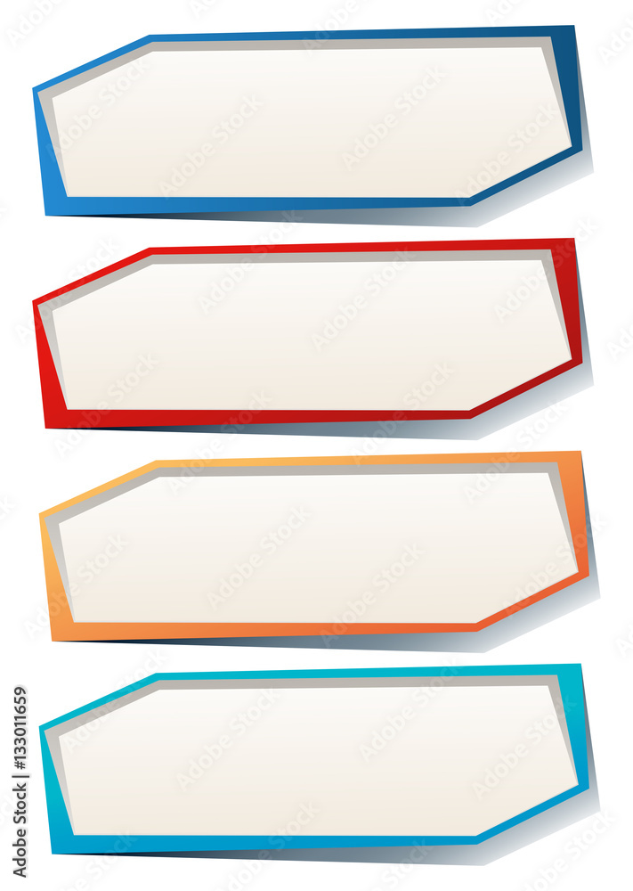 Four rectangle labels in many colors