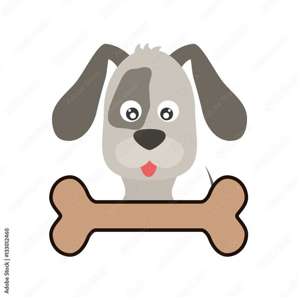 Obraz premium cute dog and bone icon over white background. colorful design. vector illustration
