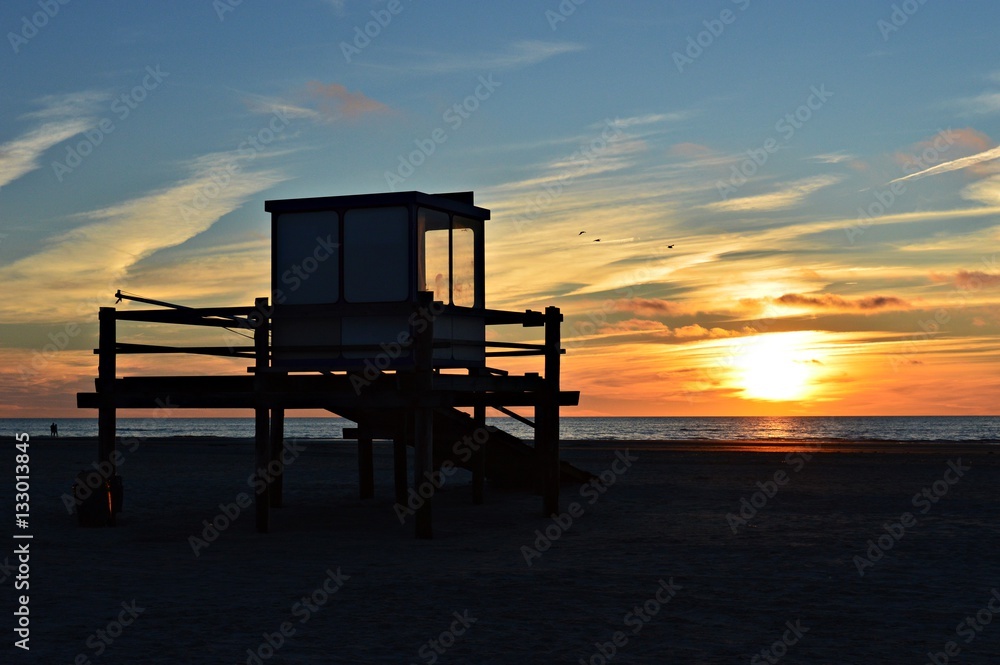 Sunset in Sankt Peter Ording in Germany