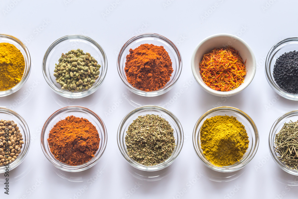 Different kinds of spices and herbs