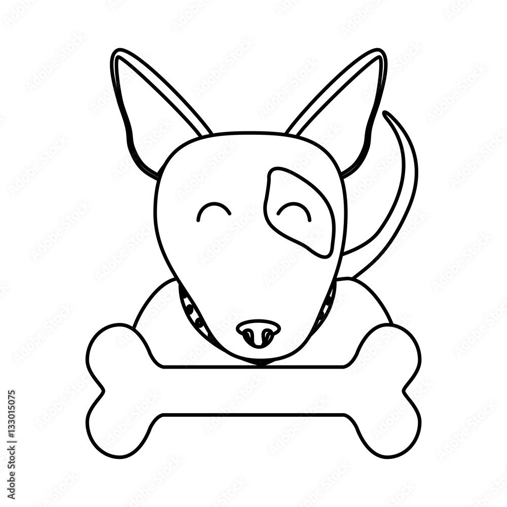 cute dog and bone icon over white background. vector illustration cute dog and bone icon over white background. vector illustration