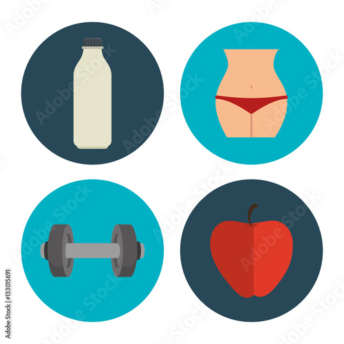 set fitness equipment icon vector illustration design