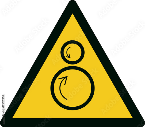 ISO 7010 W025 Warning; Counterrotating rollers