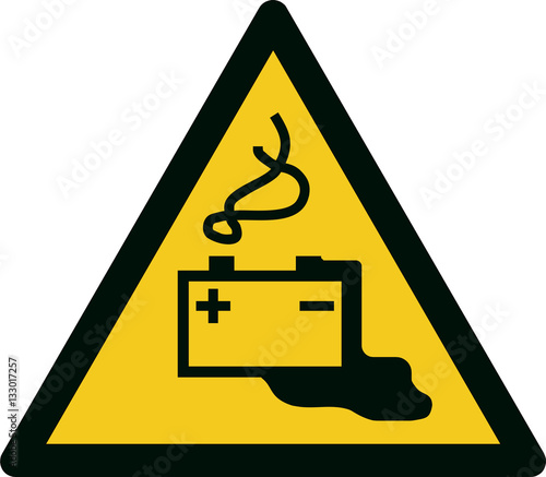 ISO 7010 W026 Warning; Battery charging