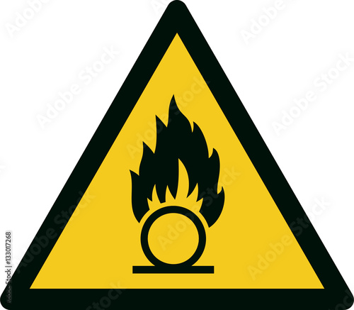 ISO 7010 W028 Warning; Oxidizing substance photo