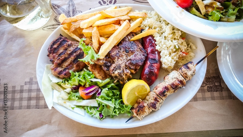 Mix meat plate with french fries