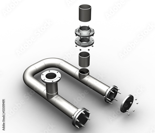 Engineering design. Pipe fitting - welding spool (3D model)